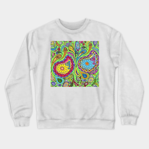 Lime Bright Paisley Crewneck Sweatshirt by wiccked